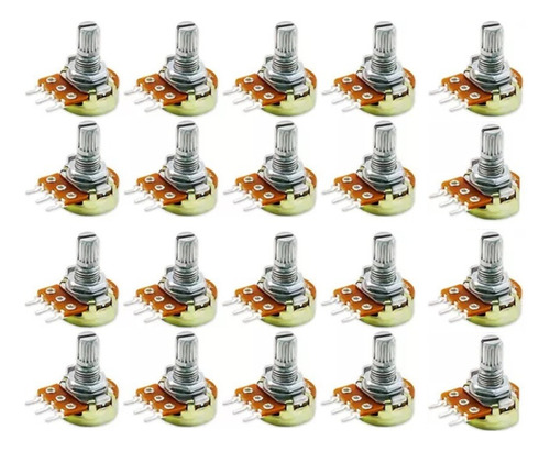 20 X Potenciometro Lineal 20k Ohms Pote B20k 15mm Arduino