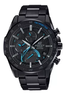 Reloj Casio Edifice Slim Solar Original Hombre Time Square Color de la correa Negro Color del bisel Negro Color del fondo Negro