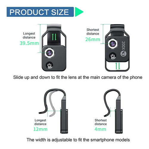 Accesorio De Microscopio Para Teléfono Celular 200x Con Lent