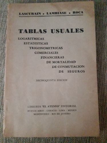 Tablas Usuales - Lascurain, Lambiase, Roca - Ed. El Ateneo