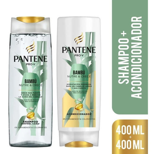 Imagen 1 de 7 de Pack Shampoo + Aco Pantene Pro-v Bambú Control Caída 400 Ml
