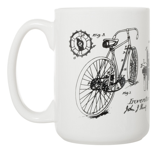 Bicycle J.j Hentz Patent Blueprint - Taza De Lujo De 15 Oz