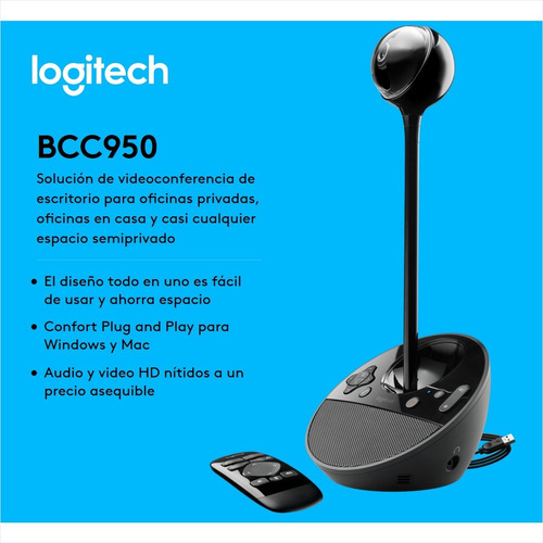 Cámara Logitech Conference Cam Bcc950, Video Full Hd / 1080p