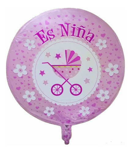 24 Globos Metálicos Baby Shower Es Niña 45cm Con Varillas