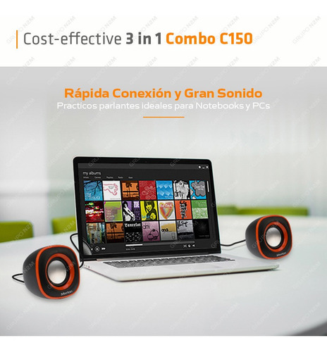 Imagen 5 de 10 de Combo 3 En 1 Teclado + Mouse + Parlantes Usb Meetion Mt-c105