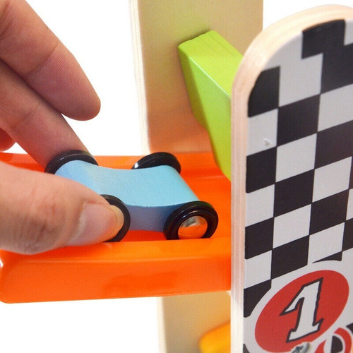 Imagen 4 de 7 de Pista Carrera 4 Autos Rampas Madera Didactico Acool Ac6653 Color Multicolor