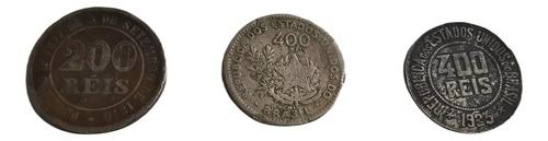 3 Monedas 400 , 200   Reis, Brasil. Numismática.(1 M )