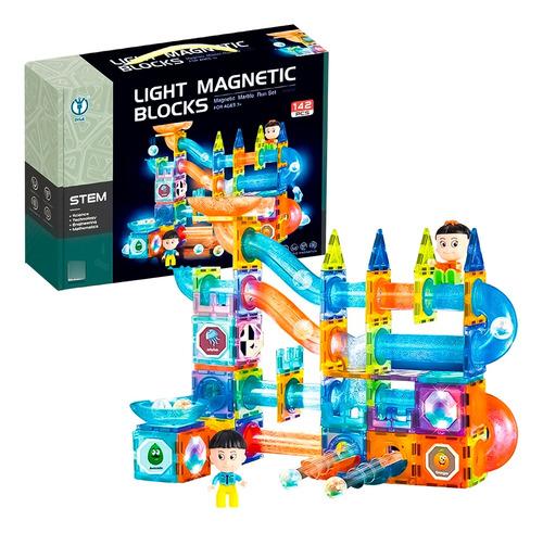 Juego Bloques Magnéticos 142 Pcs Con Luz Construcción El Rey