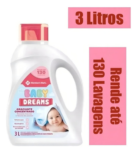 Amaciante Concentrado Baby Dreams Galão 3lt Perfume Suave