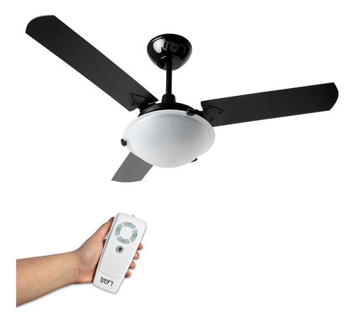 Ventilador Com Lustre E Controle Tron Pás Mdf Pretas 127v Cor da estrutura Preto Cor das pás preta Diâmetro 98 cm Frequência 60 Hz Quantidade de pás 3