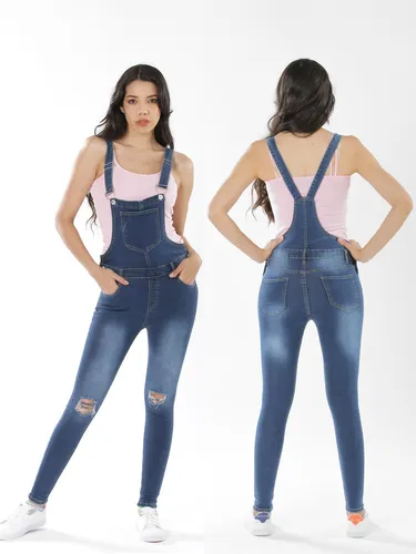 Pantalones de mezclilla con tirantes new arrivals