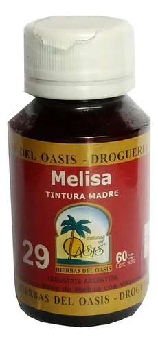 Tintura Madre Melisa X 60 Cc Hierbas Del Oasis Sabor Natural