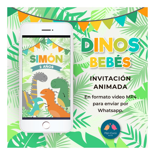 Video Invitación Animada - Dinosaurios Bebés (con Foto)