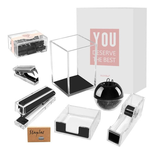 Kit Organizador De Escritorio Y Accesorios Acrilico Y Negro