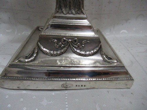Antiguo Par Candelabros Plateados Shabbat Polonia Podwójne (Usado)