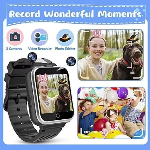 Reloj inteligente para niños de 3 a 10 años de edad, pantalla táctil HD de  1.54 pulgadas, con cámara doble, juegos, reproductor de música, podómetro