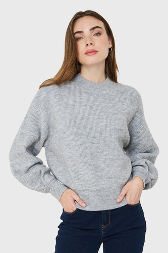 Sweater Básico Soft Gris Claro Nicopoly