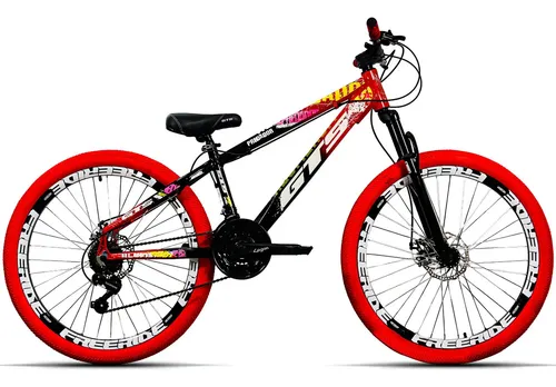 Bicicleta Grau Gts Predador Aro 26 Freeride 21v Shimano Pc Cor Preto/vermelho Tamanho Do Quadro 13