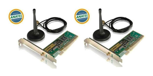 Kit Com 2 Placas De Rede Pci Wireless Comtac 54mbps 2,4ghz 