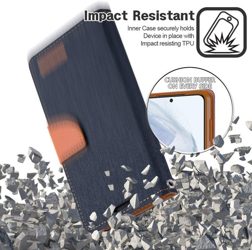 Imagen 5 de 6 de Funda Protector Cartera Con Tarjetero Canvas Para Huawei Y9a
