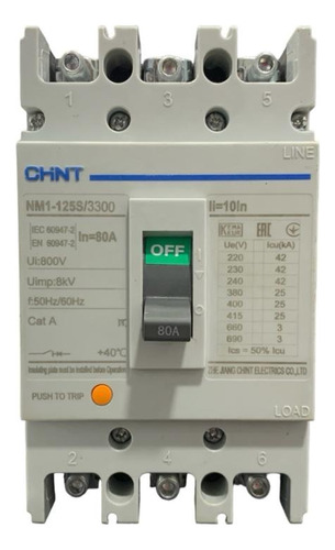 Breaker Chint Nm1-125s/80a 3x80amp 800v