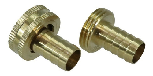 Cople De Bronce Macho Para Manguera 1/2puLG 2pz 15900060 Color Dorado