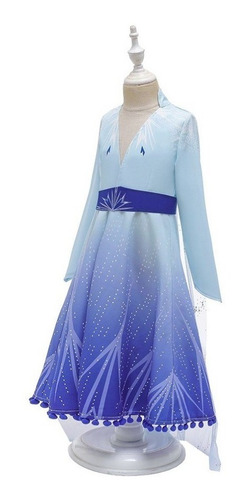 Imagem 6 de 7 de Fantasia Infantil Elsa Frozen 2 + Coroa Luvas Trança Varinha