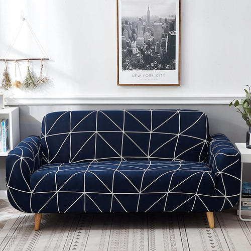 Funda Sillón Diseño Geo 2 Cuerpos Azul