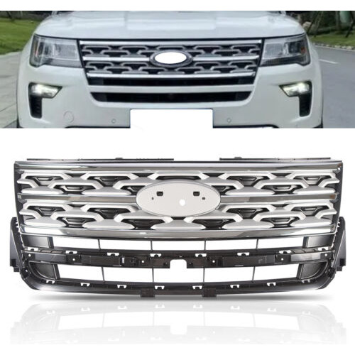 Fits 2018 2019 Ford Explorer Front Bumper Grill Silver & Aad