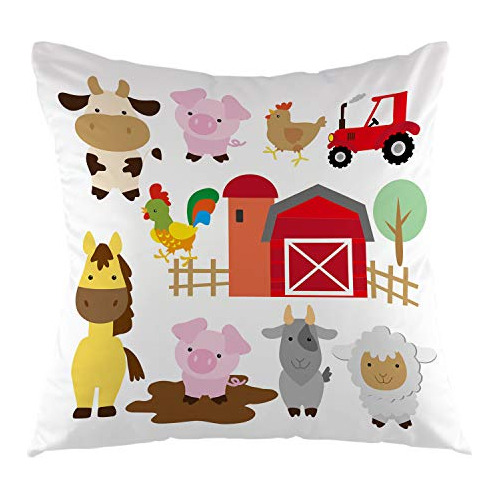 Ofloral Farm Animal Funda De Almohada, Linda Caricatura Cerd