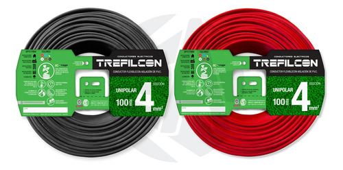 Cable Trefilcon 4mm Pack X2 Rollos Negro + Rojo X100 Mts Ea