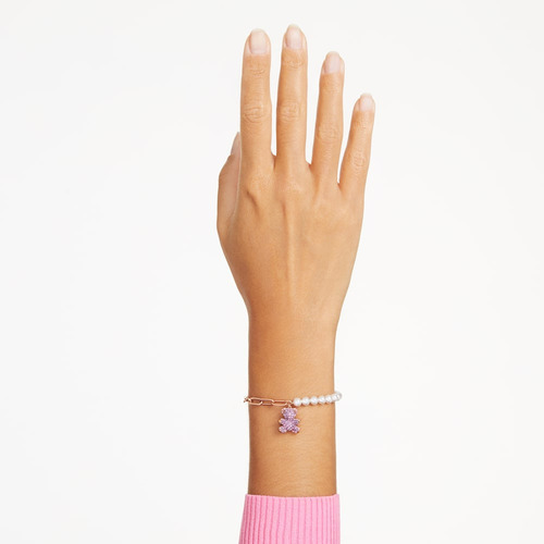 Swaro Pulsera Pulsera Teddy, Oso, Rosa, Baño Tono Oro Rosa