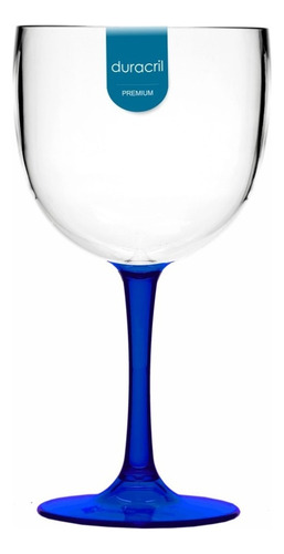 12 Taças De Gin Tônica Acrílico Base Azul 580 Ml