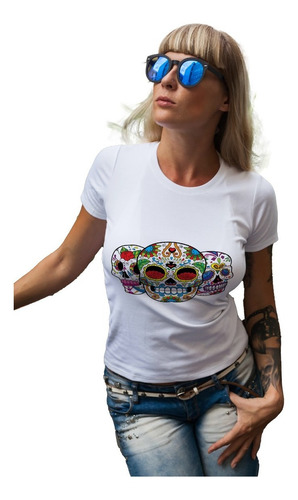Remera Dama Mujer Moda Hippie Calavera Mexicana Death Day 01