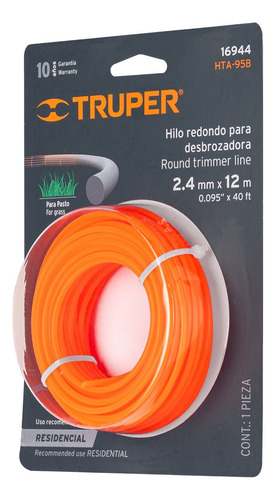 Hilo Redondo Nylon Para Desbrozadora Wilo 2.4 Mm 12 M Truper