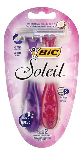 Rastrillos Desechables Bic Soleil Rosa-morado 2 Piezas