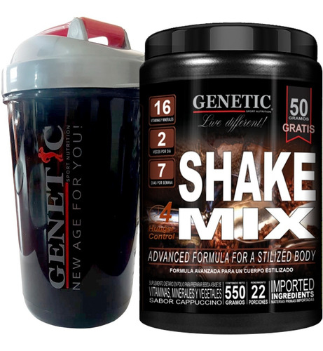 Batido Dietético Vegano Proteína Soja Shake Mix Vaso Genetic