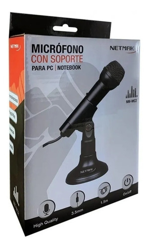 Imagen 3 de 4 de Microfono Para Pc Con Base Netmak Nm Mc2 Boton De On/off