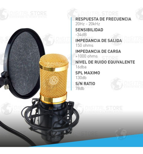 Imagen 6 de 10 de Kit Microfono Condenser Profesional Estudio Brazo Streaming