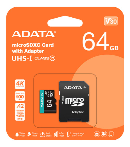 Memoria Adata Micro Sdxc 64gb Uhs-i U3 V30s A2 C/a