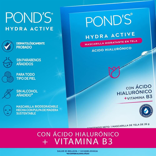 Pond's Mascarilla Hidratante Ácido Hialurónico Hydra Active
