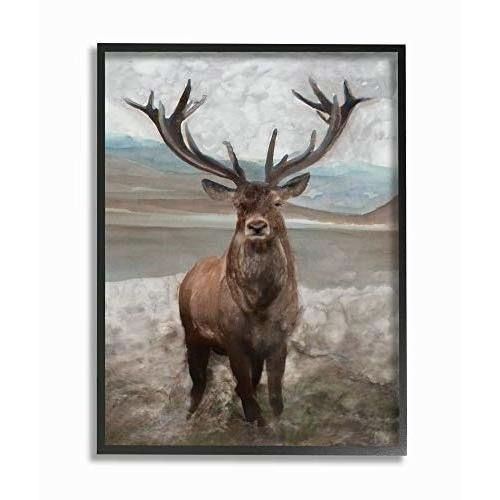 Stupell Industries Moose Encounter Paisaje Animal Acuarela P