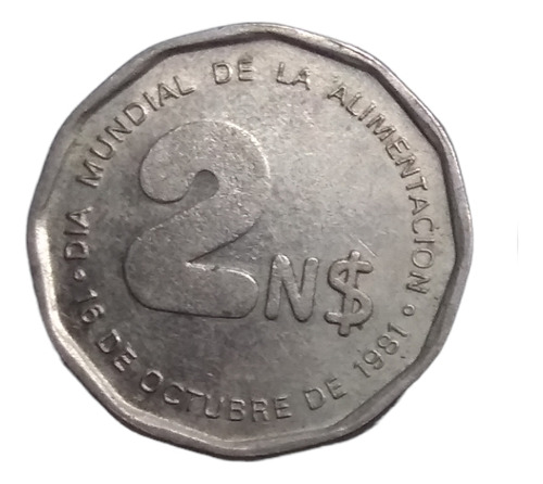 Moneda Uruguay 2 Nuevos Pesos Dia Mundial Alimentación 1981