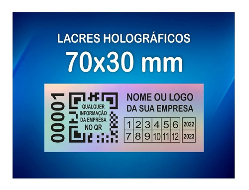 Lacre Void Holográfico Premium 30x70mm Personalizado 50 Un