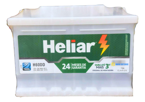 Bateria Heliar Super Free 60ah Fusion Ka New Fiesta Hf60dd