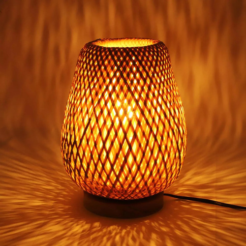 Candeeiro De Mesa De Bambu Retro Candeeiro De Cabeceira