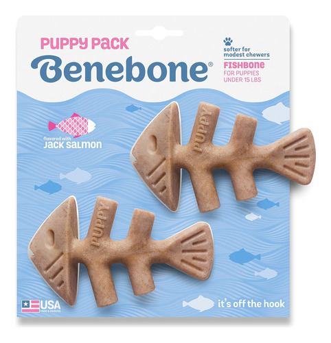 Benebone Puppy Fishbone Dog Chew Toys, Más Suave Para Mastic