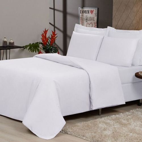 Capa De Edredom Solteiro Duvet Zíper 1,60 X 2,40 400 Fios Cor Branco