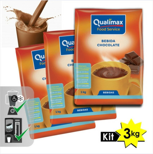 Chocolate Qualimax 1 Kg Para Maquina Vending - Kit 3 Pacotes