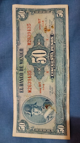 Billete De 50 Pesos De 1970 (Usado)